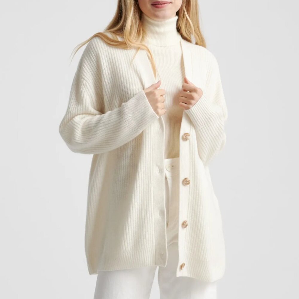 Quince Mongolian Cashmere Oversized Boyfriend Cardigan